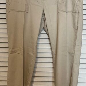 NWT J Jill Women’s Khaki Oatmeal Color Pants Fringe Hem size 12 MSRP $89